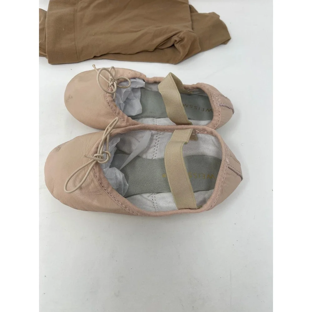 Weissman Ballet Slippers Kids Size 10CW Pink Good Leather Dance Shoes & Tights